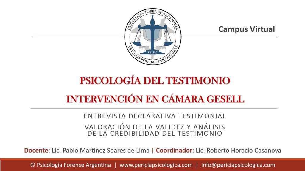 Curso - Psicologa del Testimonio. Intervencin en Cmara Gesell